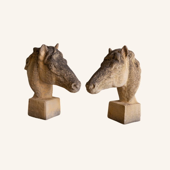 Decorative Pair of Stoneware Horse Heads