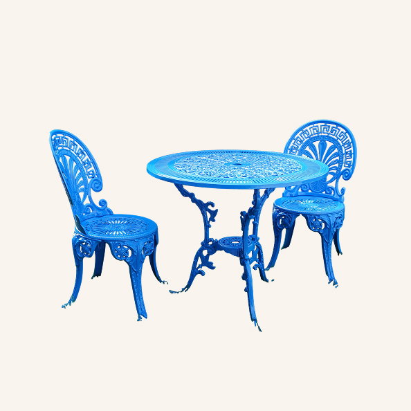 Blue Cast Aluminium Garden Bistro Table & Chair Set