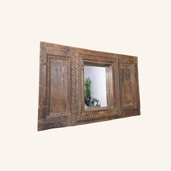 Reclaimed Indian Wooden Window Mirror