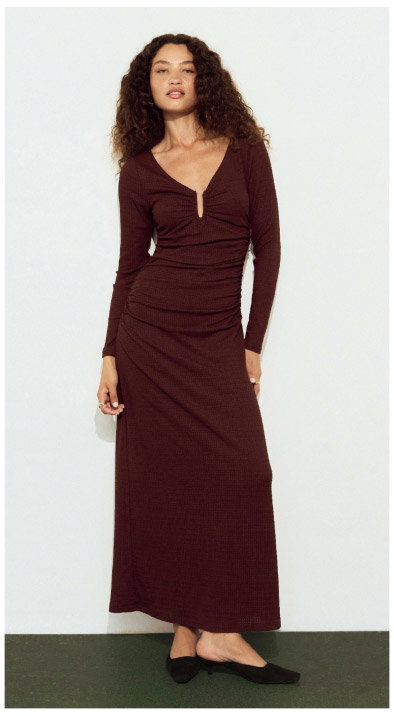 U Wire Textured Jersey Midi Dress in Chocolate
