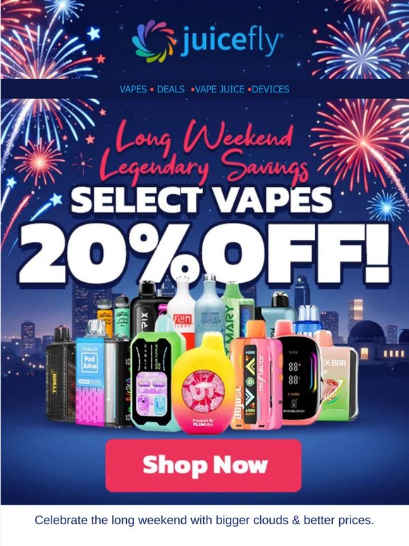 20% OFF 🇺🇸 Long Weekend. Legendary Savings!