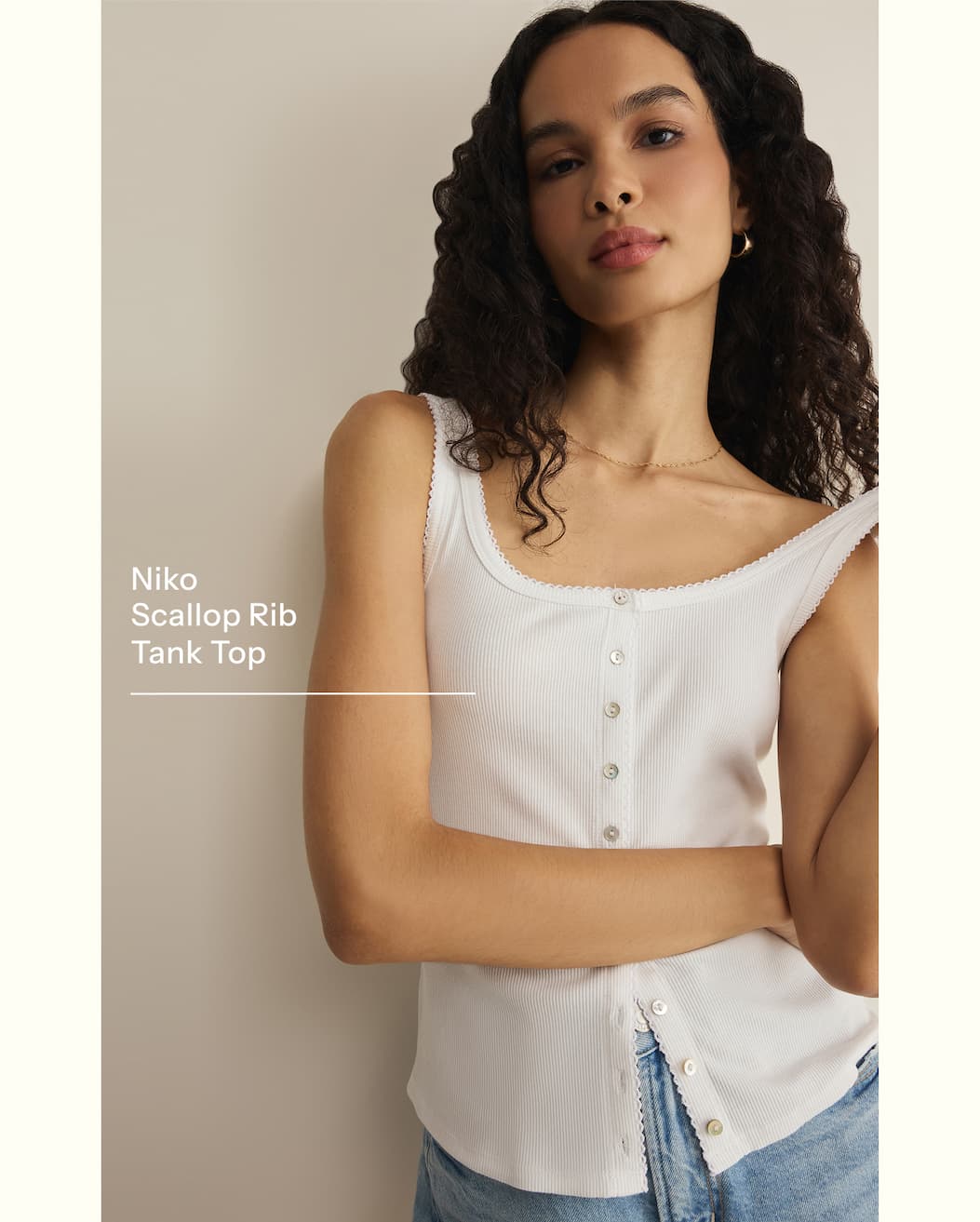 Shop Niko Scallop Rib Tank Top