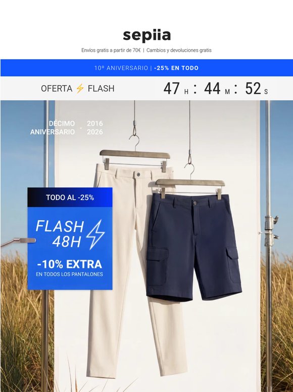 25% + 10% extra en pantalones