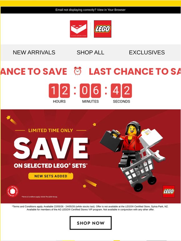 ⏰ LAST CHANCE TO SAVE ON SELECTED LEGO® SETS 💰