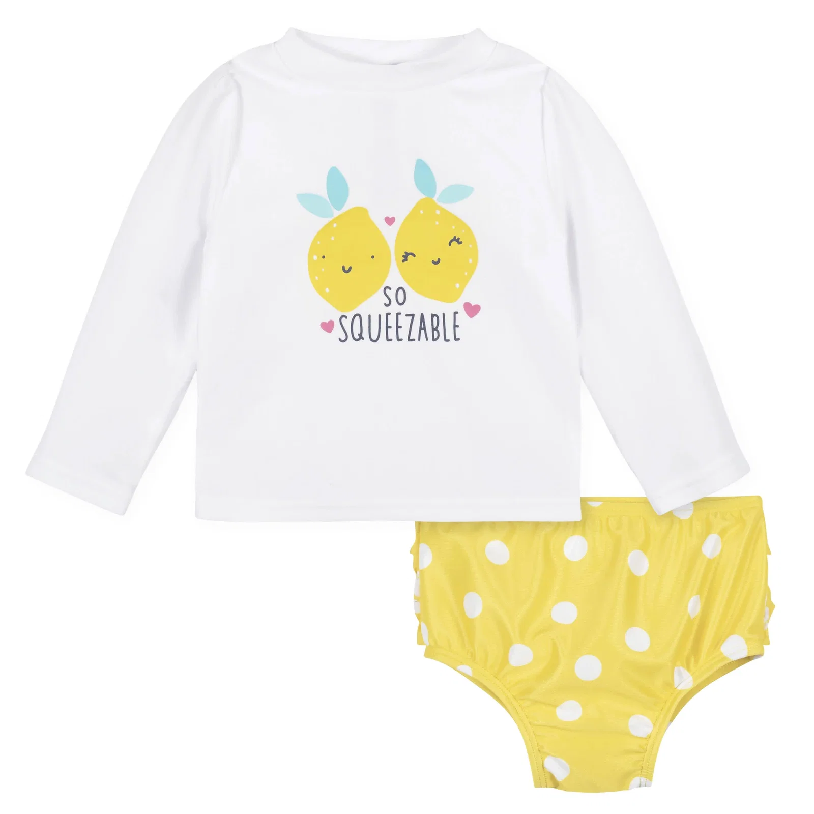 2-Piece Baby & Toddler Girls UPF 50+ Lemon Squeeze Rash Guard & Swim Bottoms Set