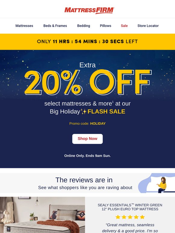 Use code HOLIDAY for an extra 20% off select upgrades for better sleep