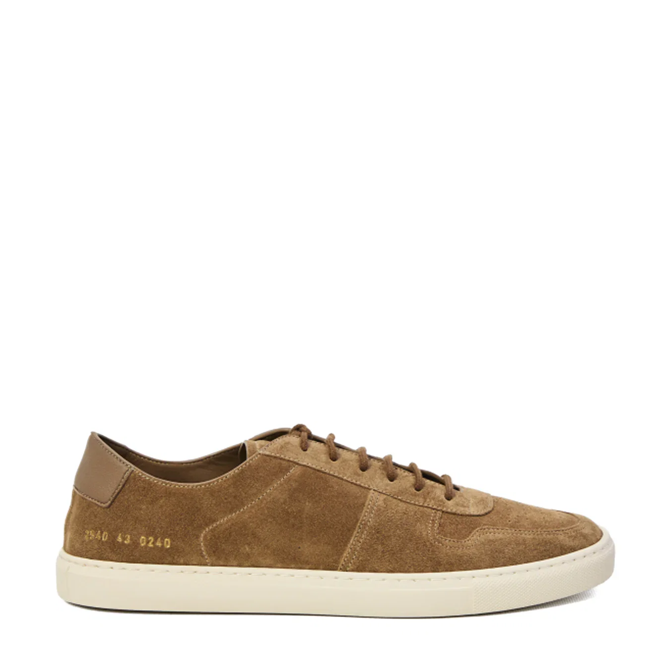Image of Common Projects BBall Slim Deconstructed Suede Trainer Taupe