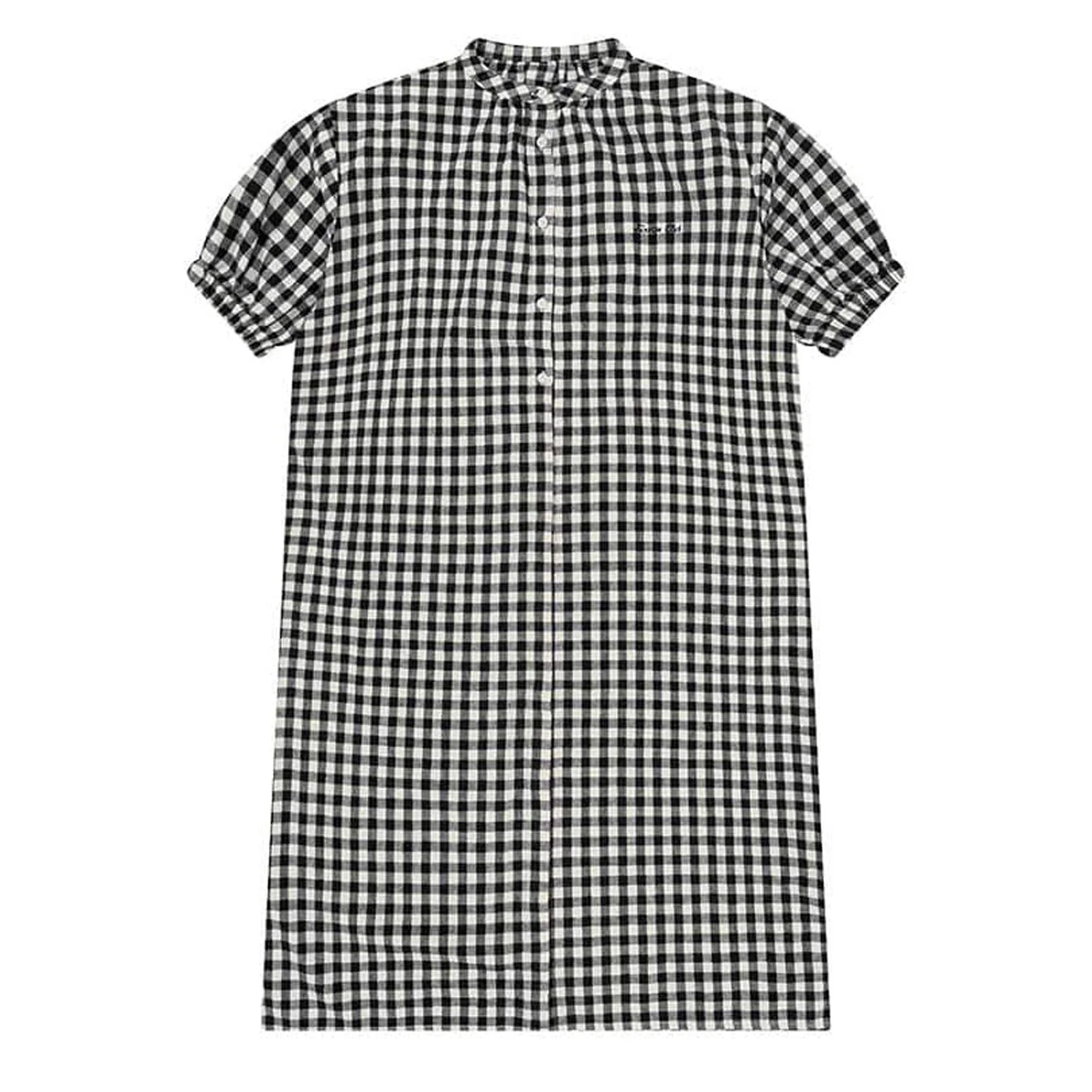 Image of Kappy Womens Gingham Check Linen Dress Black