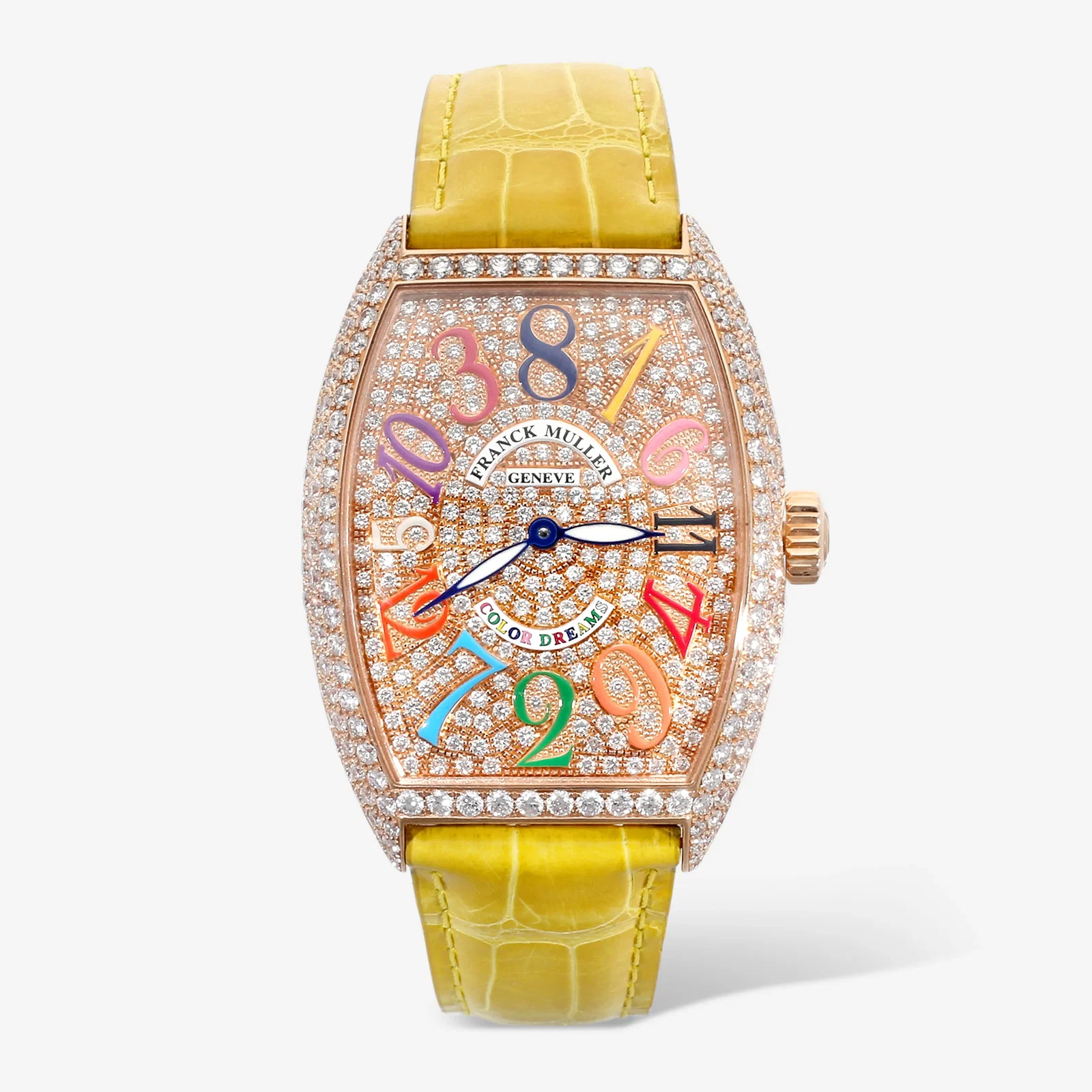 Image of Franck Muller Cintree Curvex Crazy Hours Color Dreams 18K Rose Gold Diamond Automatic Watch 7851CHCOLDRMDCD