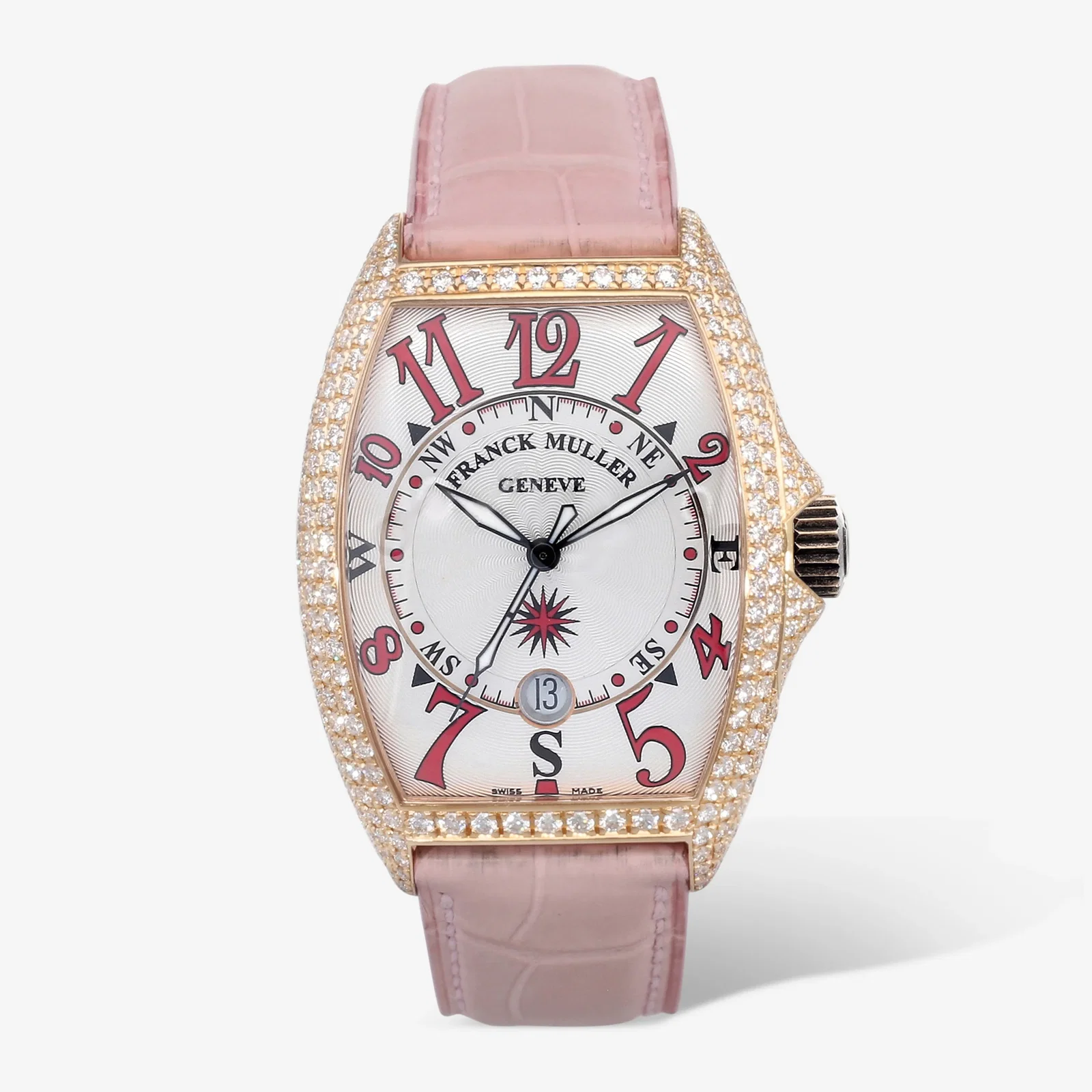 Image of Franck Muller Cintree Curvex Mariner 18K Rose Gold Diamond Automatic Ladies Watch 7080SCDTD