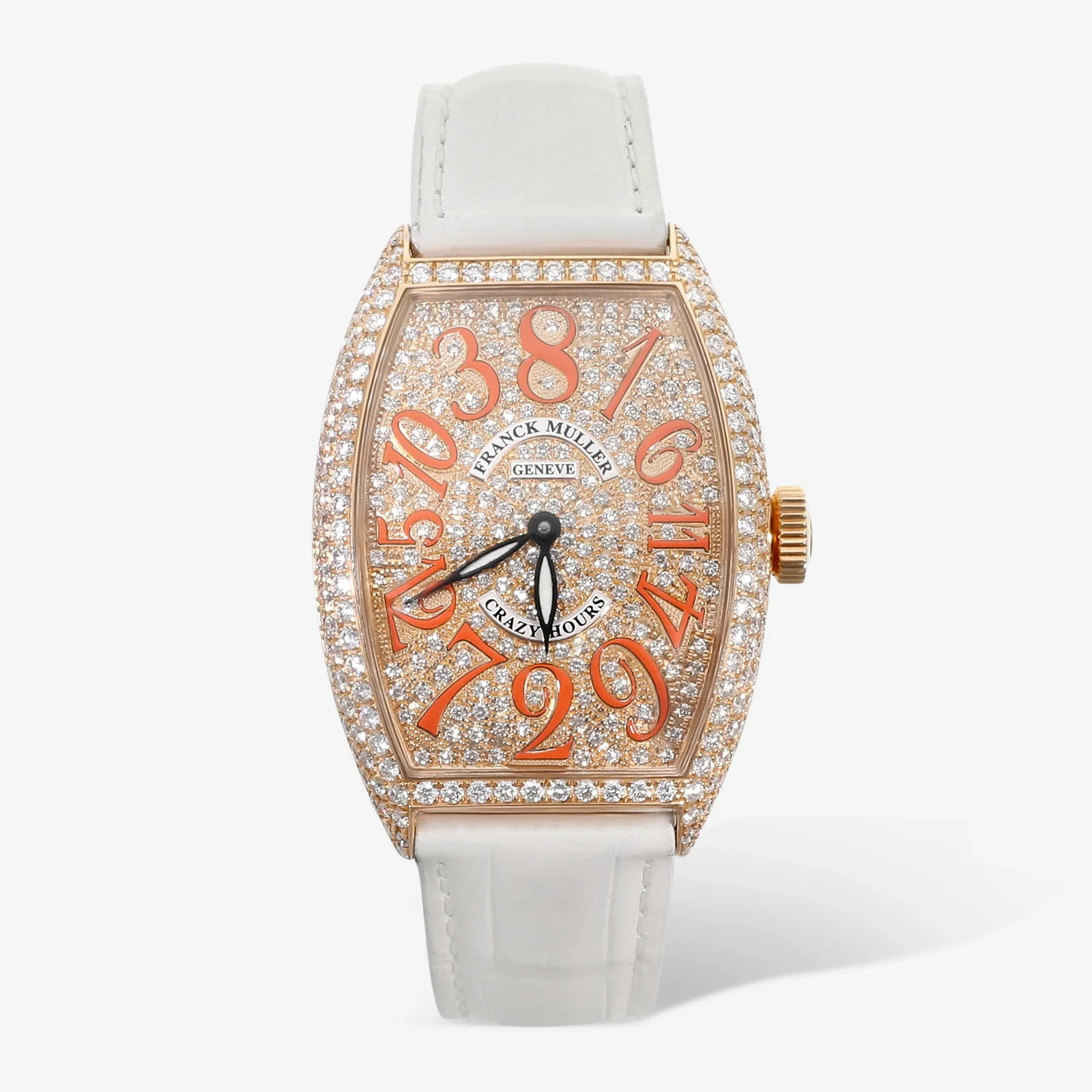 Image of Franck Muller Cintree Curvex Crazy Hours 18K Rose Gold Diamond Automatic Ladies Watch 5850CHDCD