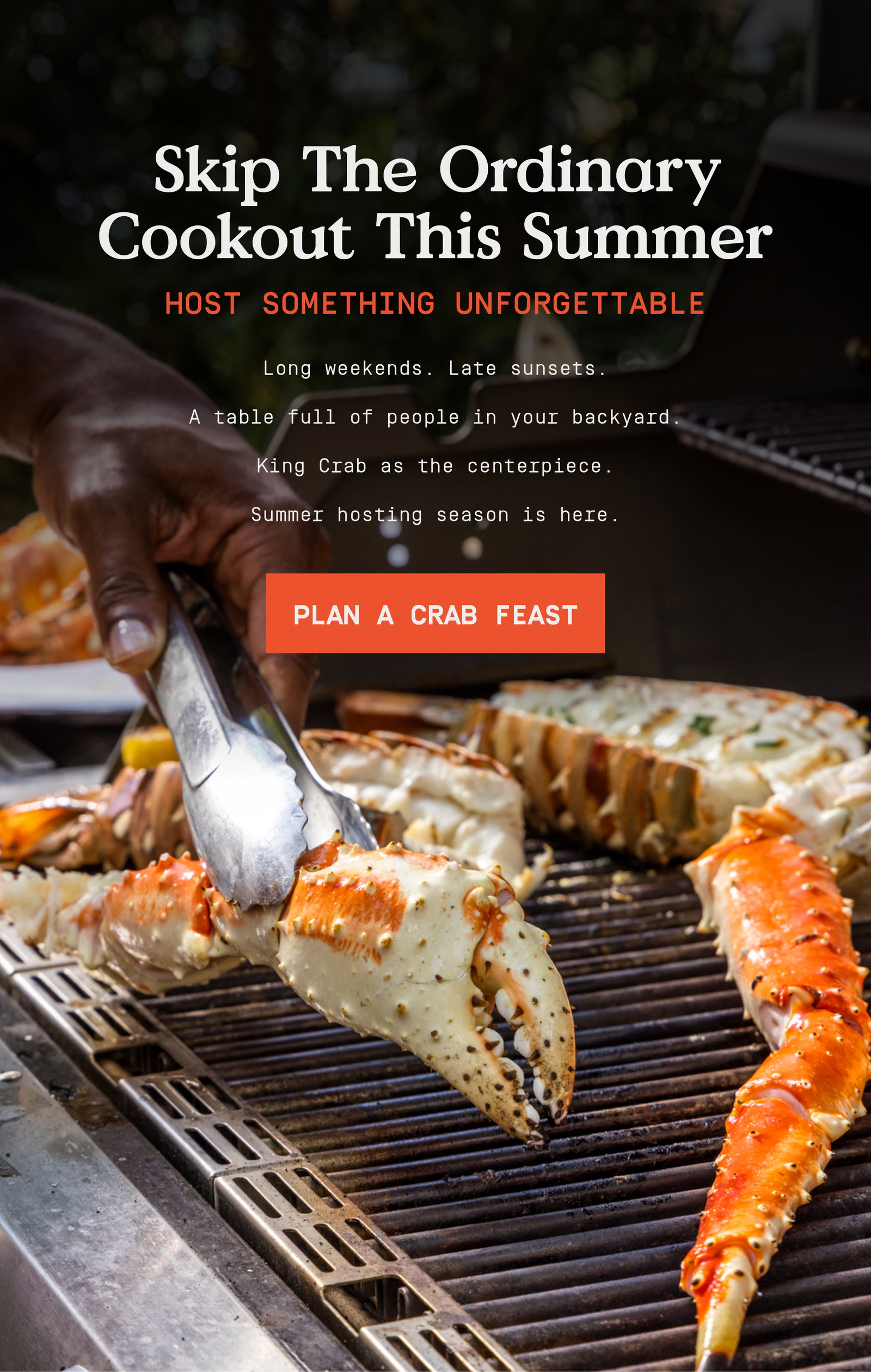 King Crab Claws on the grill.