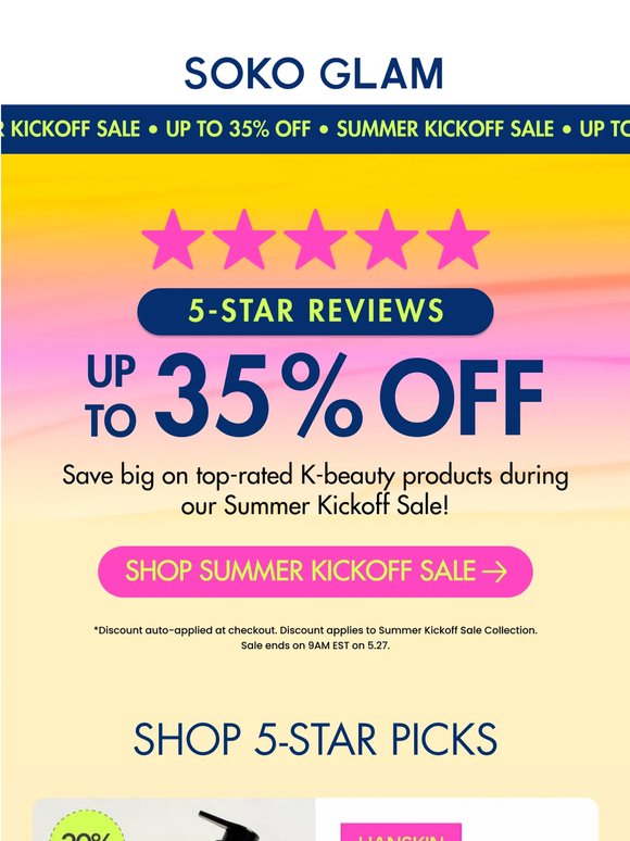 5-star K-beauty favorites, up to 35% off ⭐