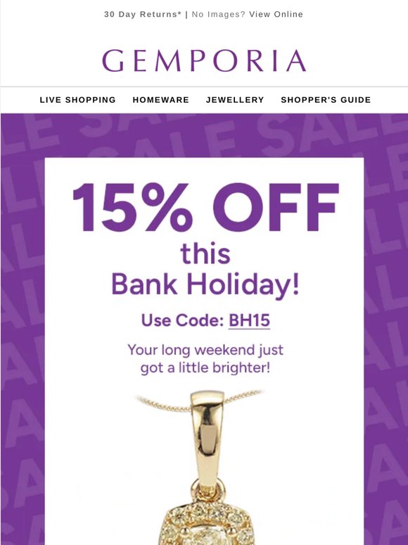 Bank Holiday savings start now! 🥳