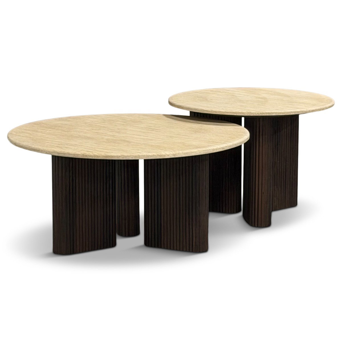 Image of Salontafel Set Console Travertin Donker Bruin