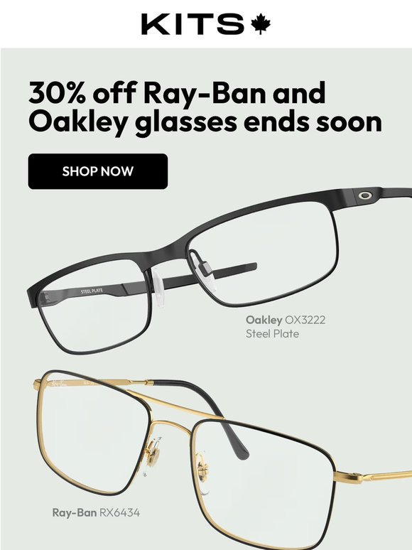 [ENDS SOON] 30% off Ray-Ban and Oakley