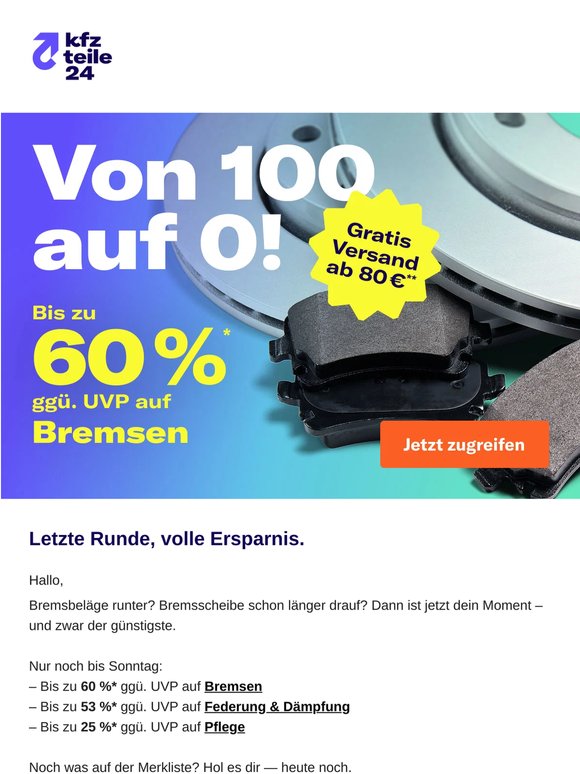 Sonntag ist Schluss.