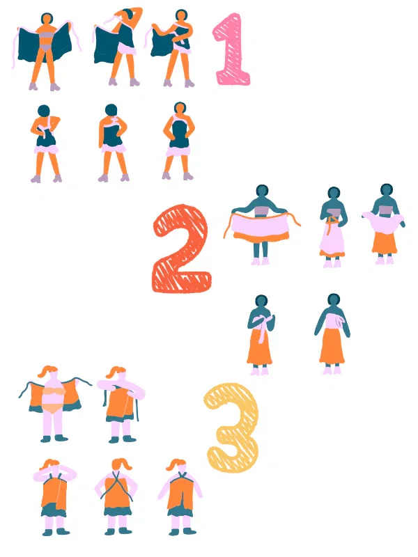 Three ways to wear the Original Sari Wrap Skirt as a dress