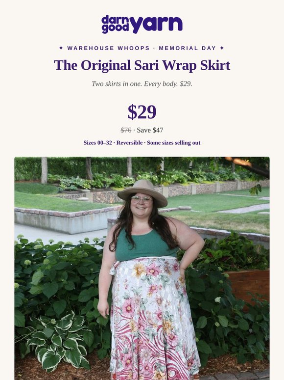 The Original Sari Wrap Skirt — $29 (a note from me too)