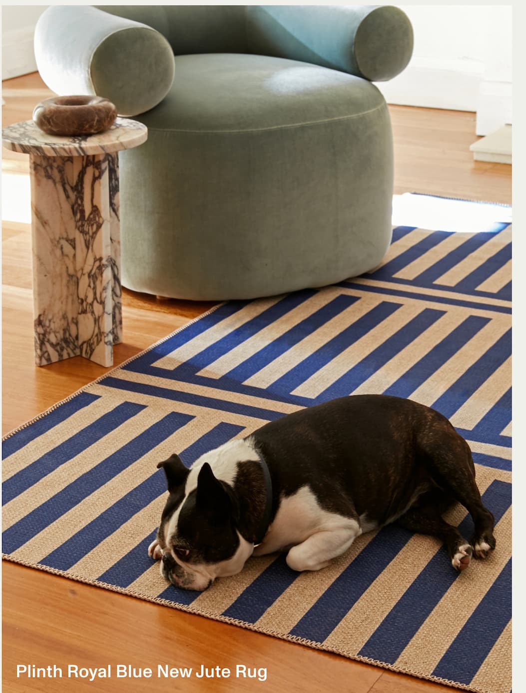 Plinth Royal Blue Chenille Rug