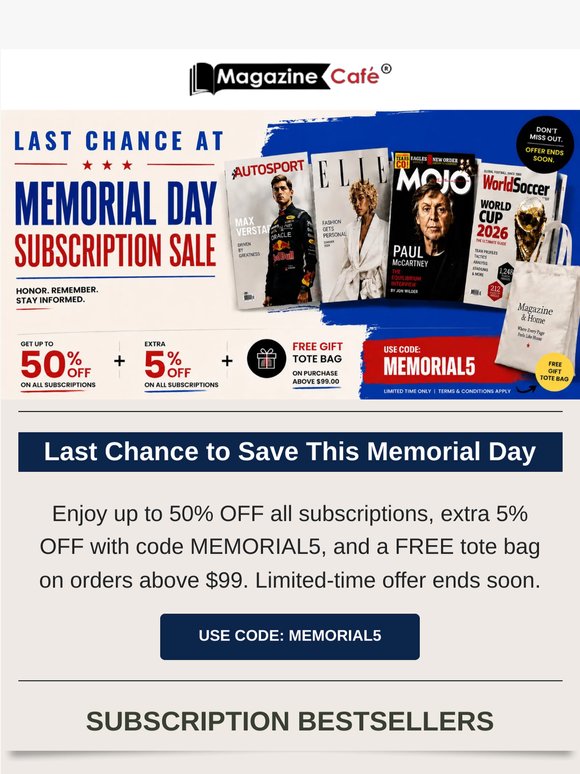 Your Last Chance to Save More This Memorial Day