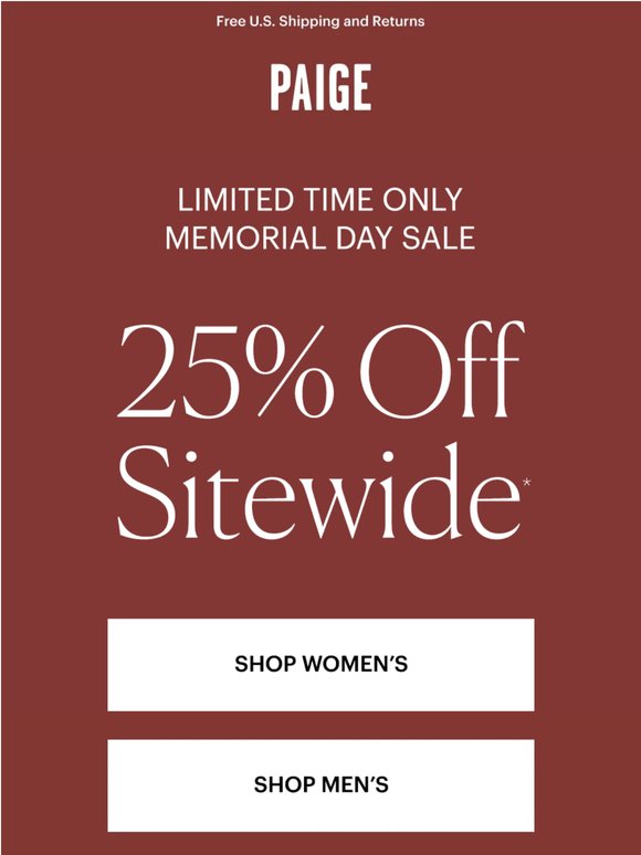 25% Off This Weekend Only