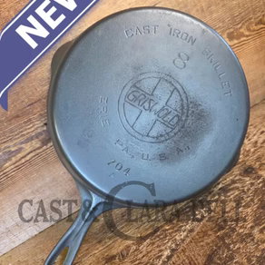 Wow unique!!  Not seen often, Griswold #8 Skillet with Slant Logo and Smooth Bottom!  704