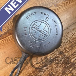 1930's Griswold #5 Cast Iron Skillet with Large Block Logo and Smooth Bottom, 724.  Awesome sauté skillet!