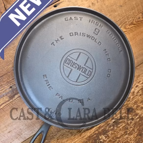 1930's Griswold #9 Cast Iron Griddle, Large Block logo, "Erie, PA USA,"609".  Awesome for pancakes and grilled cheese