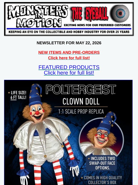 Poltergeist Clown Prop, Godzilla, Evil Dead, Project Hail Mary, Robotech and More...