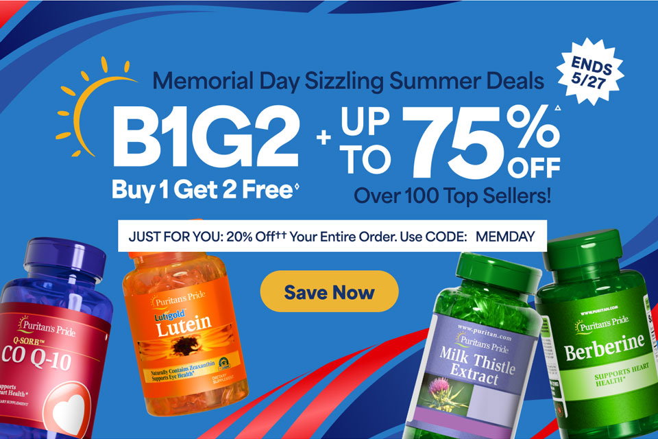 Memorial Day Sale: Buy 1 Get 2 Free◊ + Up To 75%Δ off Over 100 Top Sellers. And 20% Off†† Your Entire Order. Use Code MEMDAY. Save Now. Ends 5/27.