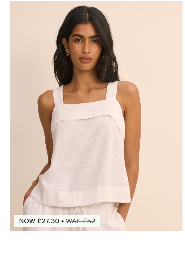 White Tie Back Linen-Blend Tank Top