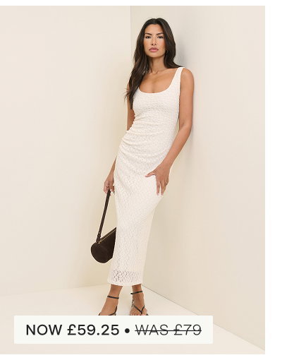 Cream Lace Slip Hollie Midi Dress