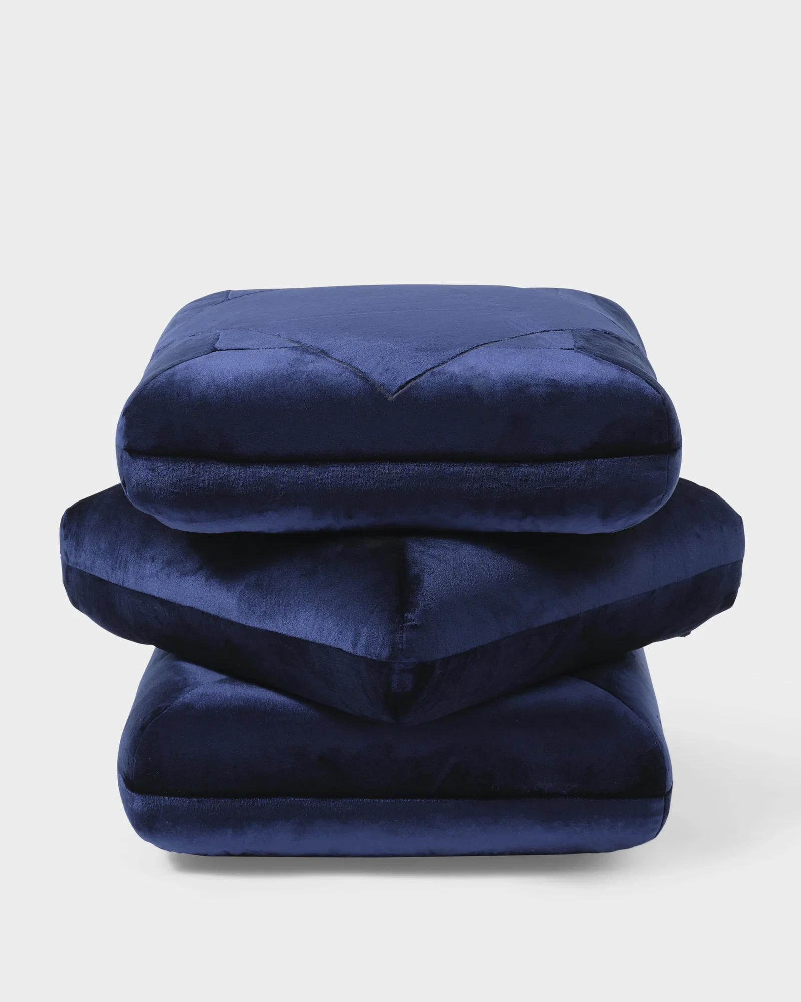 Image of Velvet Pouf, Navy