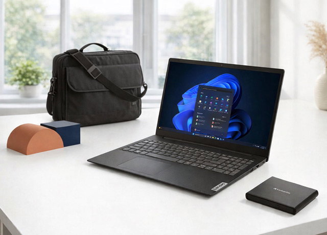 470755 LENOVO 15,6 Zoll/39 cm FHD Notebook mit DVD-Laufwerk und Tasche