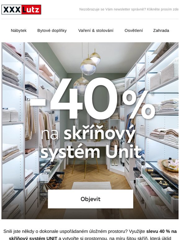 🧥 -40 % na skříňový systém UNIT
