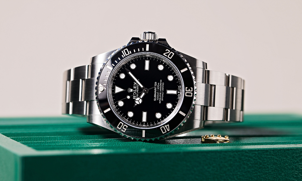 Rolex Submariner on its side