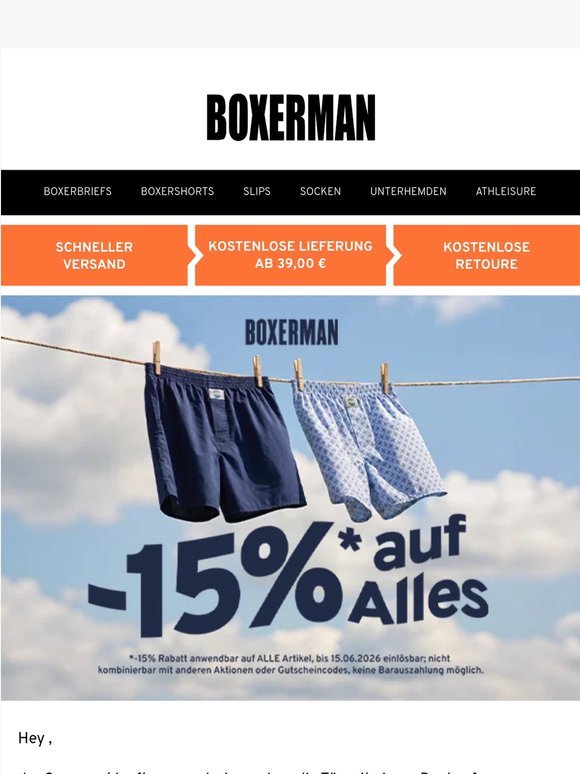 Mid-Season Sale: -15 % auf alles* bei Boxerman 🤩