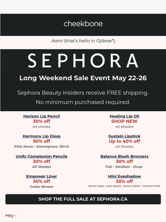 Up to 50% off + free shipping — Sephora Sale on Now