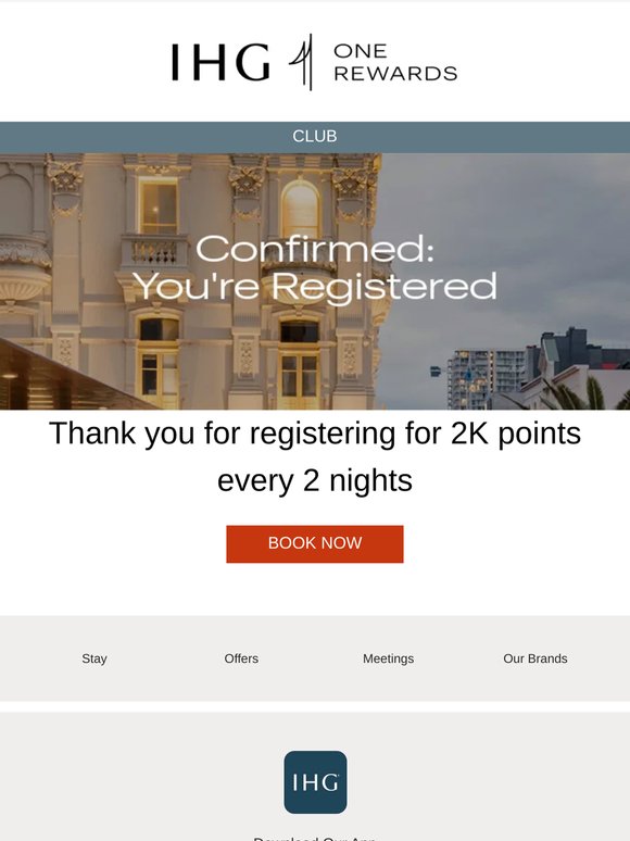 You are now registered for 2K points every 2 nights
