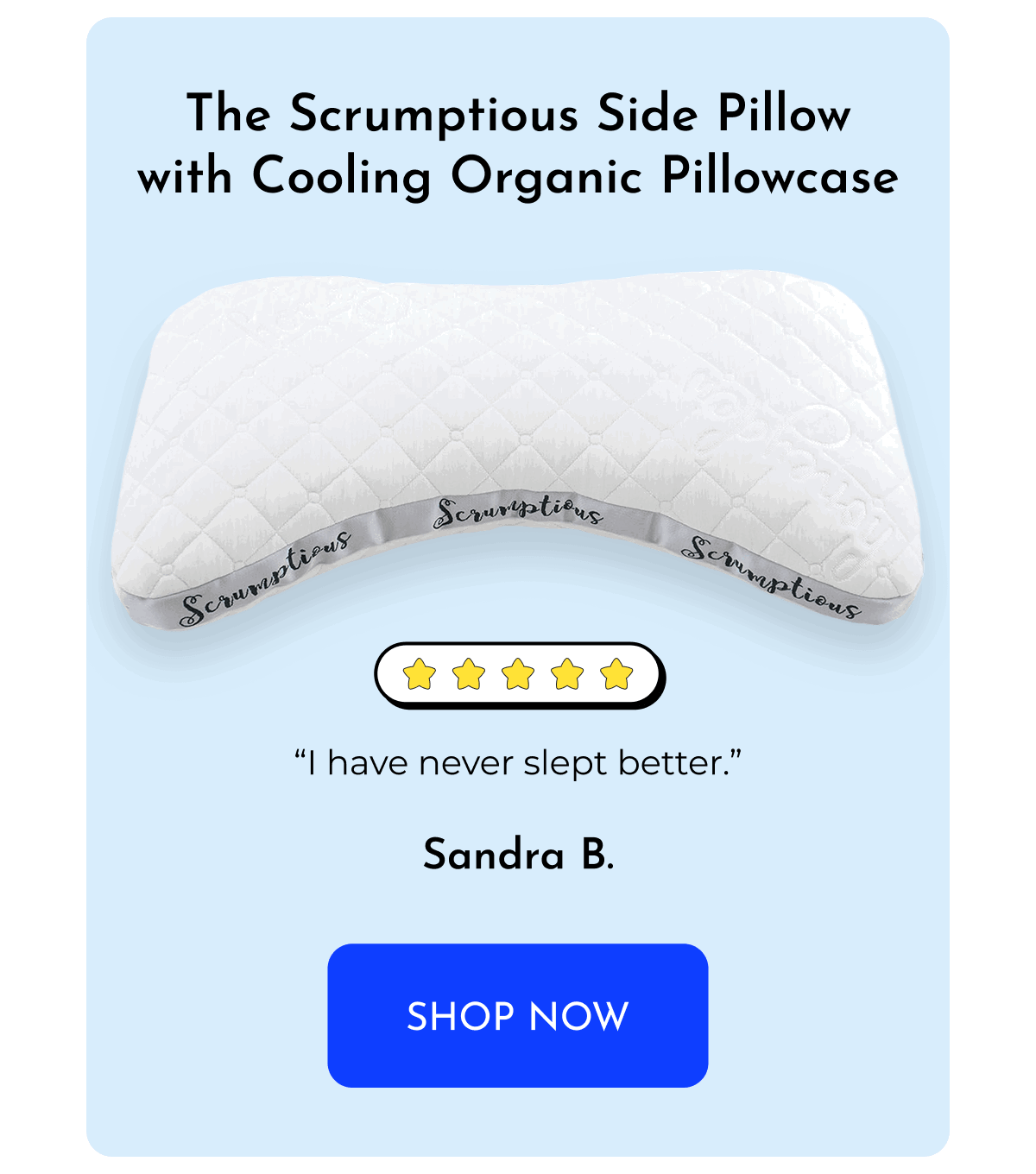 The Scrumptious Side Pillow with Cooling Organic Pillowcase