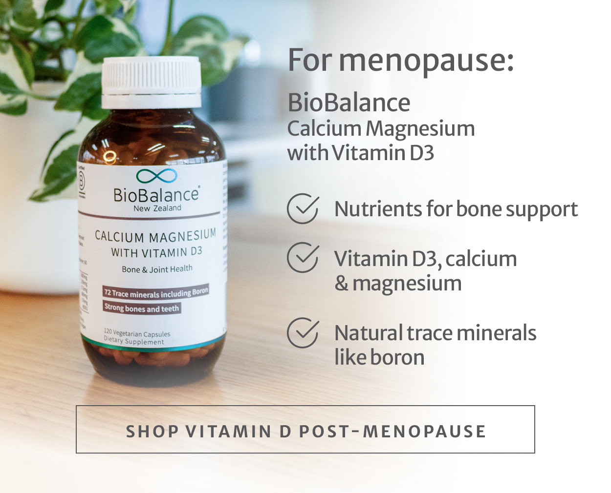 Vitamin D for menopause | BioBalance Calcium Magnesium with Vitamin D3
