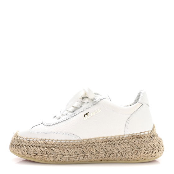 CHRISTIAN LOUBOUTIN Toile Calfskin Espasneak Flat Sneaker 36 Ivory