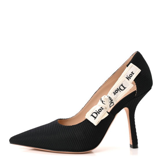 CHRISTIAN DIOR Technical Canvas Ribbon J Adior Slingback 100mm Pumps 38.5 Black