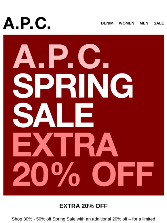 Shop 30% - 50% off plus extra 20% off Spring Sale
