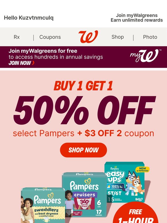Stock Up & Save: Pampers BOGO 50% + $10 Rewards 🎉