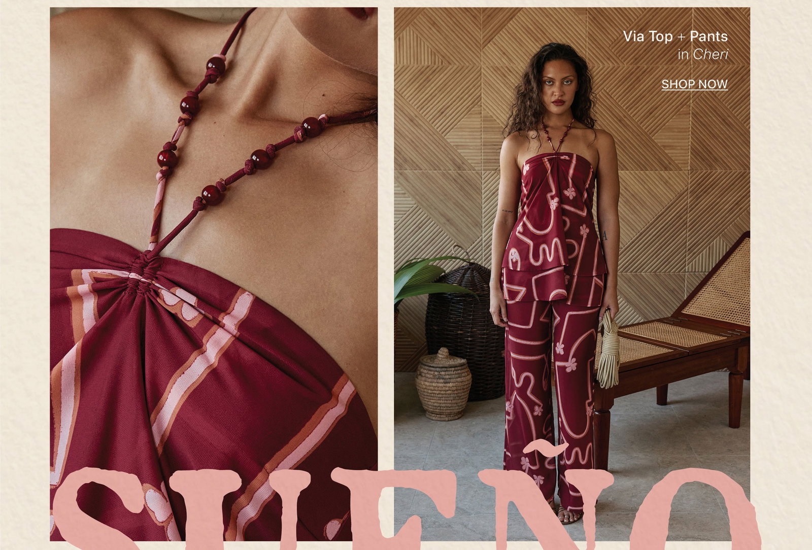 The Via Top & Pant Set in the Cheri print.