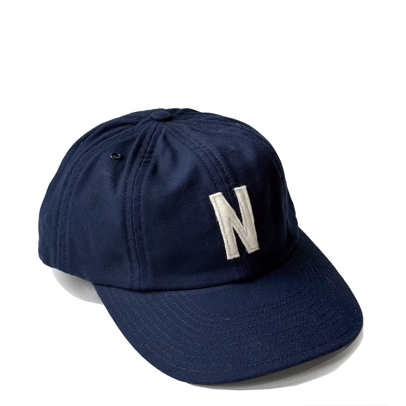 Image of Norse Projects Light Canvas Felt N 8 Panel Cap Dark Navy