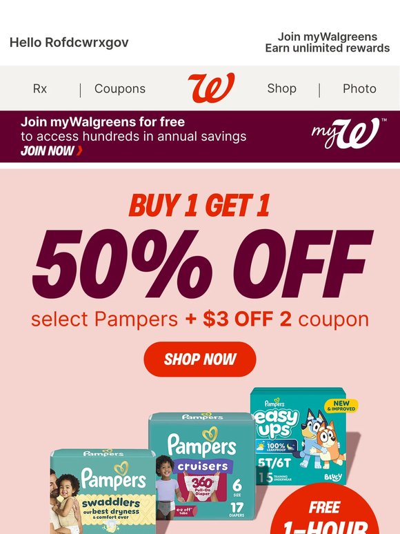 Stock Up & Save: Pampers BOGO 50% + $10 Rewards 🎉