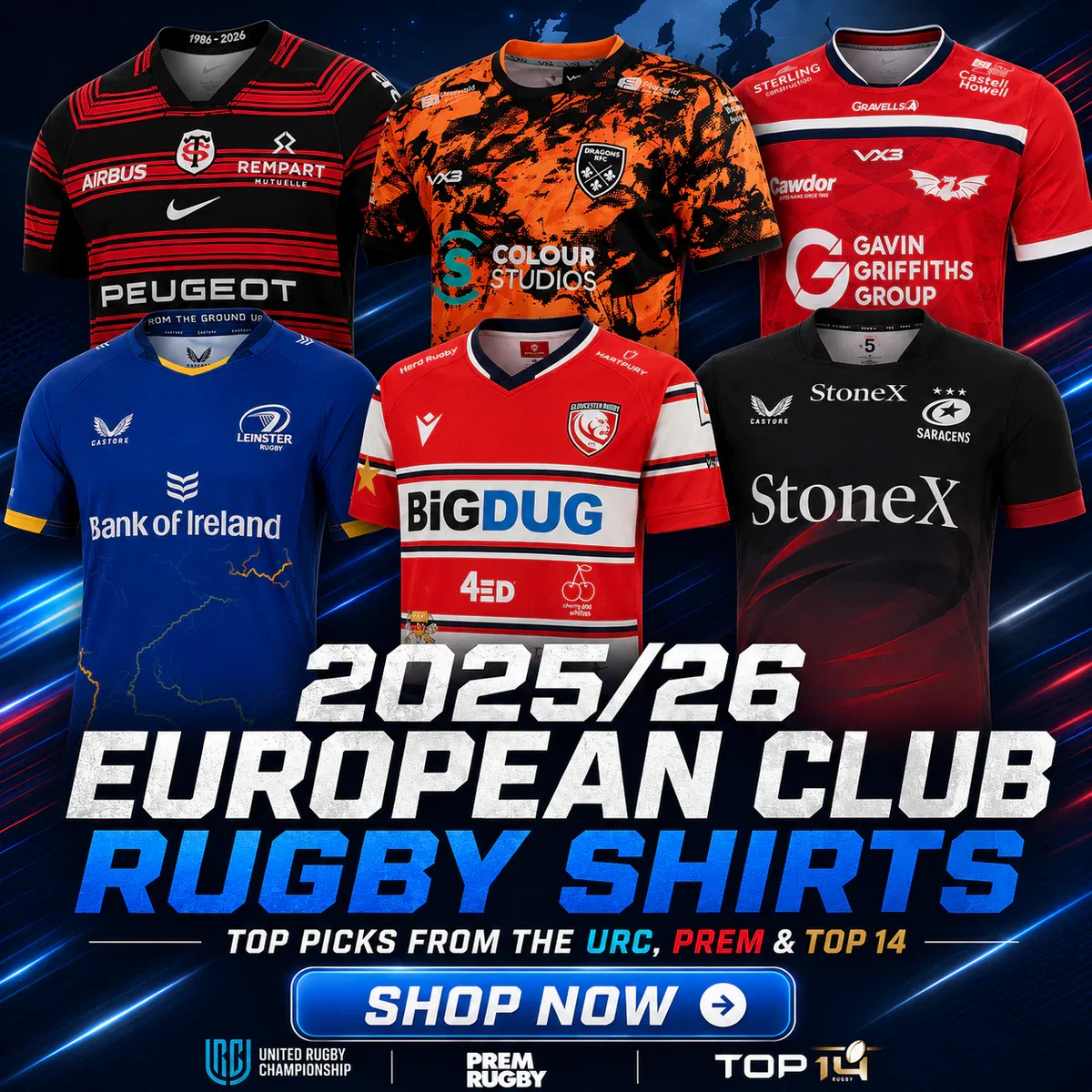 Shop club rugby shirts